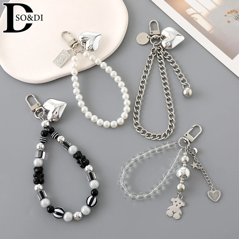 Beaded Love Bear Phone Charm Anti-Lost Mobile Phone Lanyard Wrist Band Keychain Pendant Camera Earphone Chain Strap