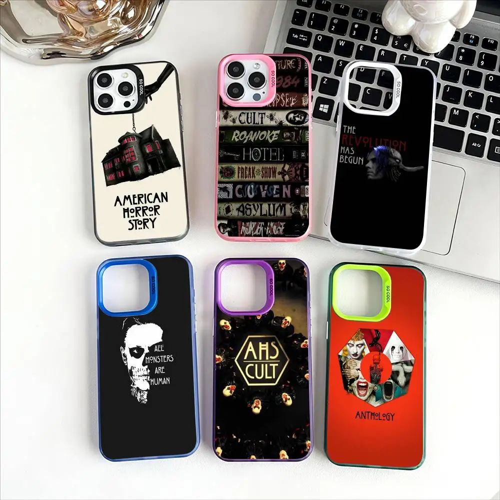 

A-American H-Horror S-Story Phone Case Unique Holographic Rainbow iPhone 11-16 Pro Max TPU Case. Slim Fit, Shockproof, Skin-frie