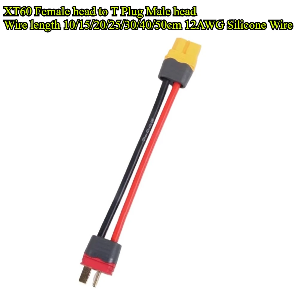 2Pcs XT60 Male/Female to T Plug Female/Male Adapter Cable 10/15~50cm 12/14AWG Silicone Wire for RC Battery Model Car Accessories