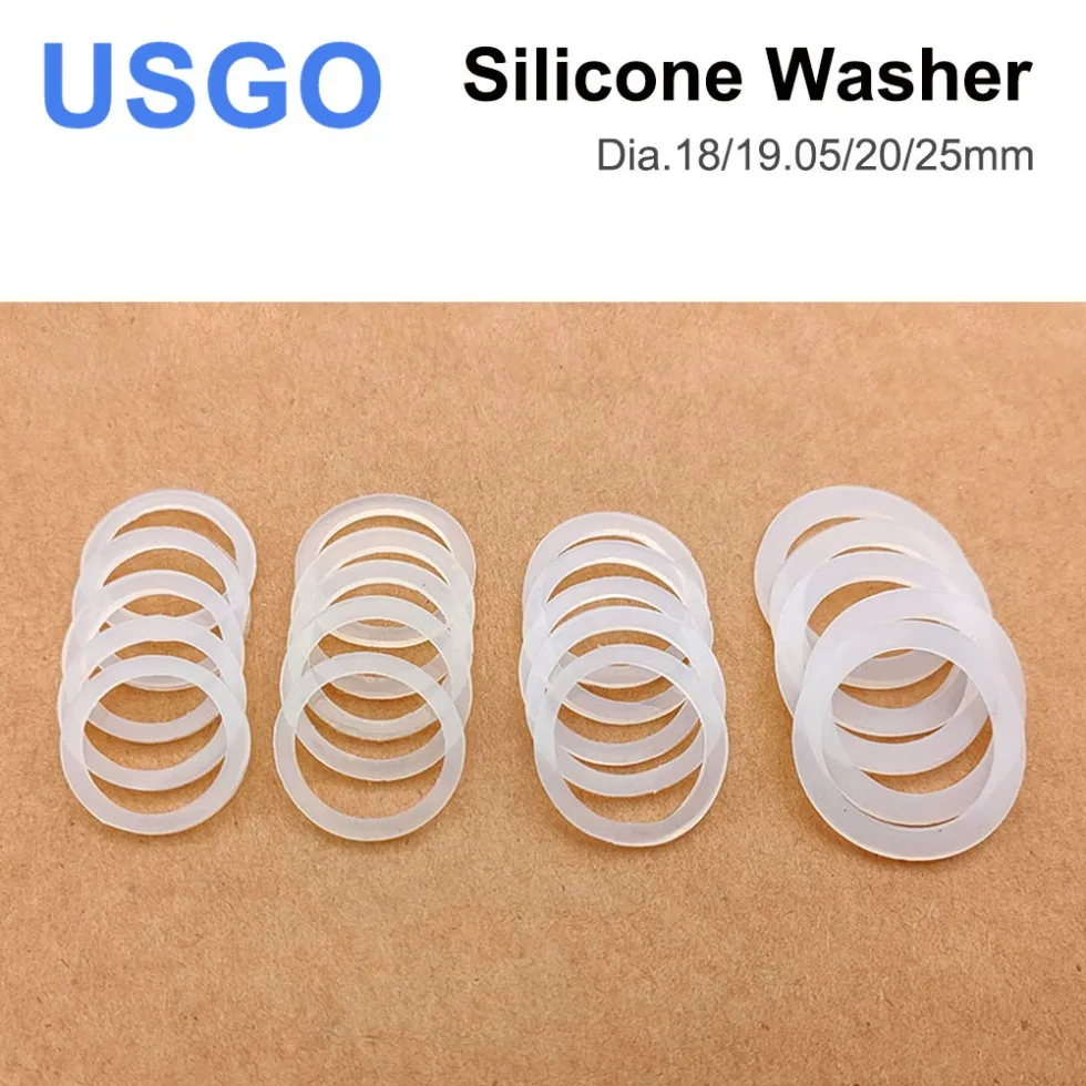 USGO Laser Lenses Silicone Washer Dia.18/19.05/20/25mm for CO2 Laser Focusing Lens Mirrors 5 Pcs