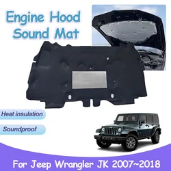 For Jeep Wrangler JK 2007~2018 Car Engine Hood Sound Pad Heat Insulation Cotton Fireproof Covers Soundproof Interior Accessories