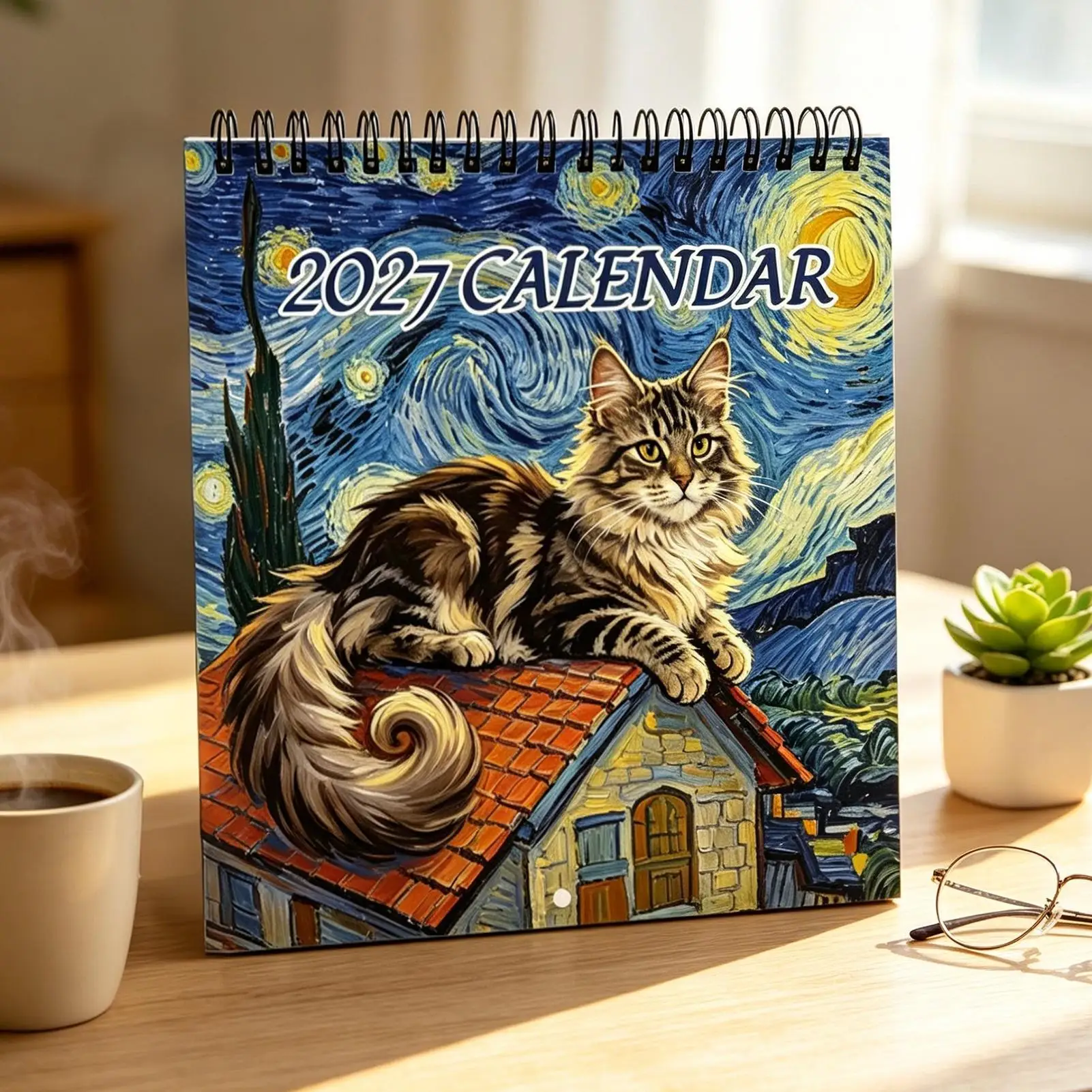 2027 Calendar Maine Coon Wall 12-Month Calendar Home Decoration Planner Hangable Animal Calendar new year gift for friends