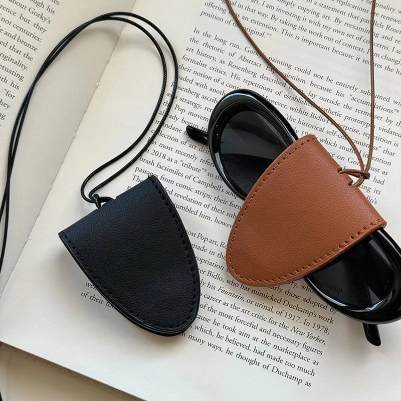 Tragbare hängende Halsbrille, Aufbewahrungstasche, Anhänger, PU-Leder, Reise-Sonnenbrille, magnetische Tasche, Zubehör für Männer und Frauen