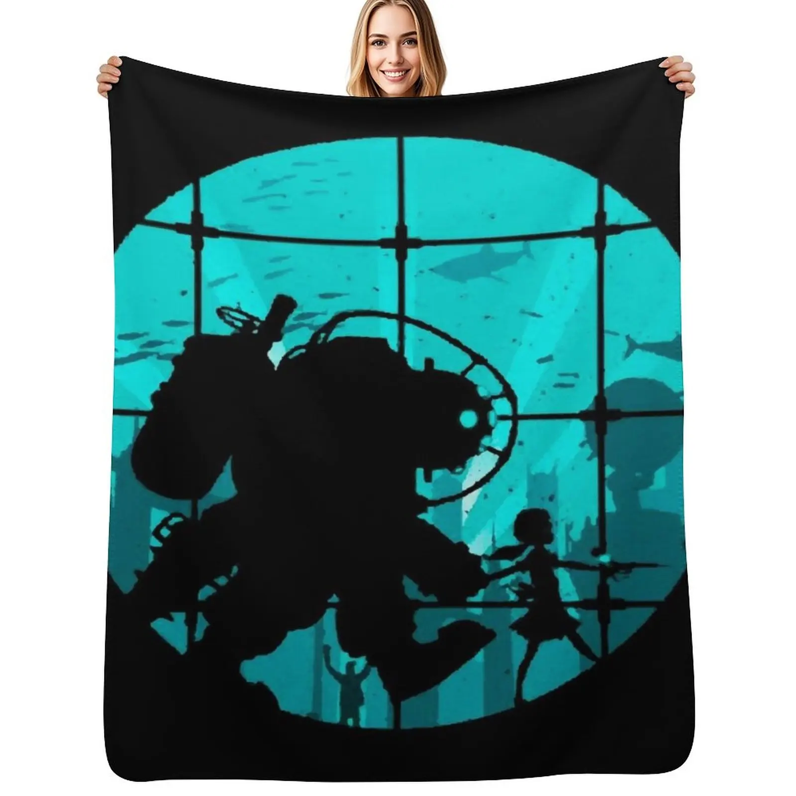 

Bioshock Blue Throw Blanket Extra Large Throw Sofa Throw Blankets