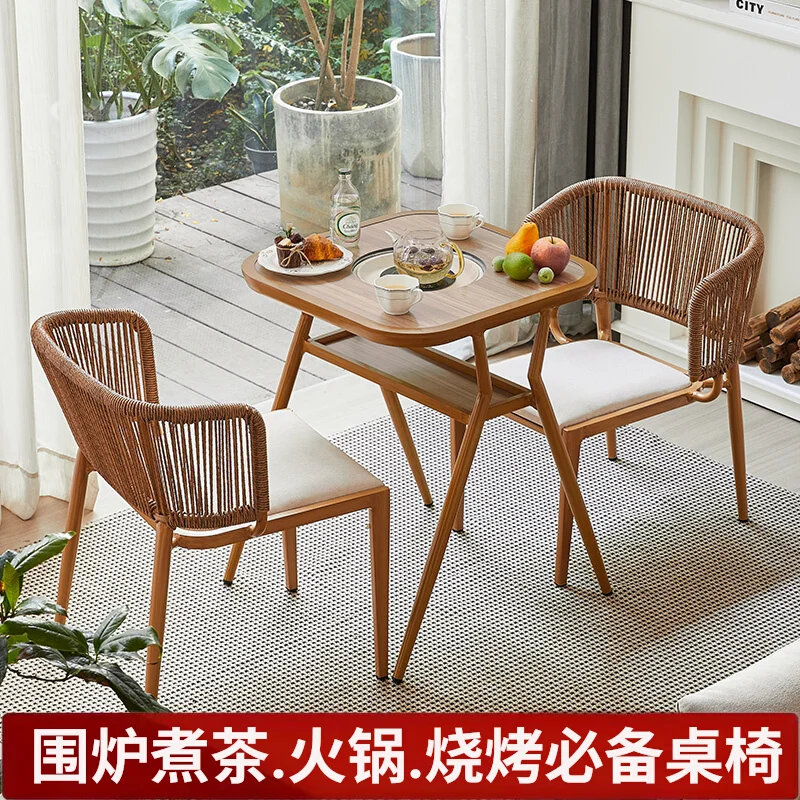 

Печь для заваривания чая, балконный стол и стул, комбинация из трех частей, маленькая