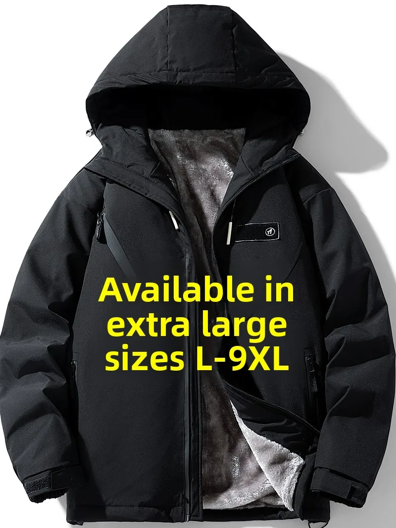 

plus Size Men's Winter Jaet Fce Lined Thiened Faionable Coat American Sle Casual Geometry Pattern Zipper Closure
