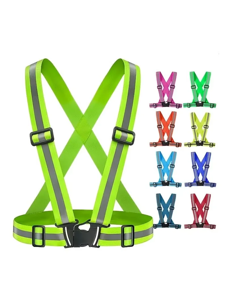 1PC Outdoor Night Walking Safety Vests Highlight Adjustable Lightweight Reflective Vest Biking Safety Strap Waterproof Running