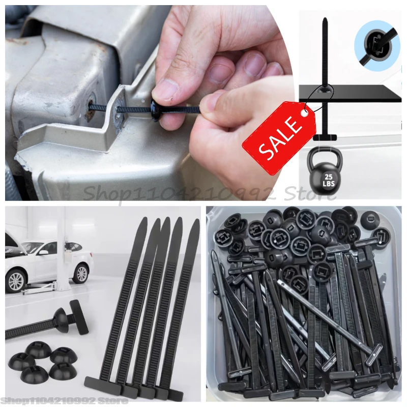 Self-locking Nylon Universal Cable Tie Buckle Heavy Duty Zip Ties with Pin & Button Car Daily Repair Fastening Strap