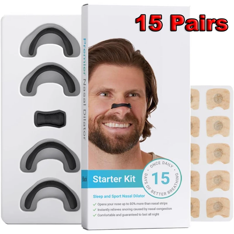 Magnetic Nasal Breathing Dilators Set 15 Pairs Sport Nasal Strips Boost Oxygen Intake Improve Sleeping Nose Patches Kits