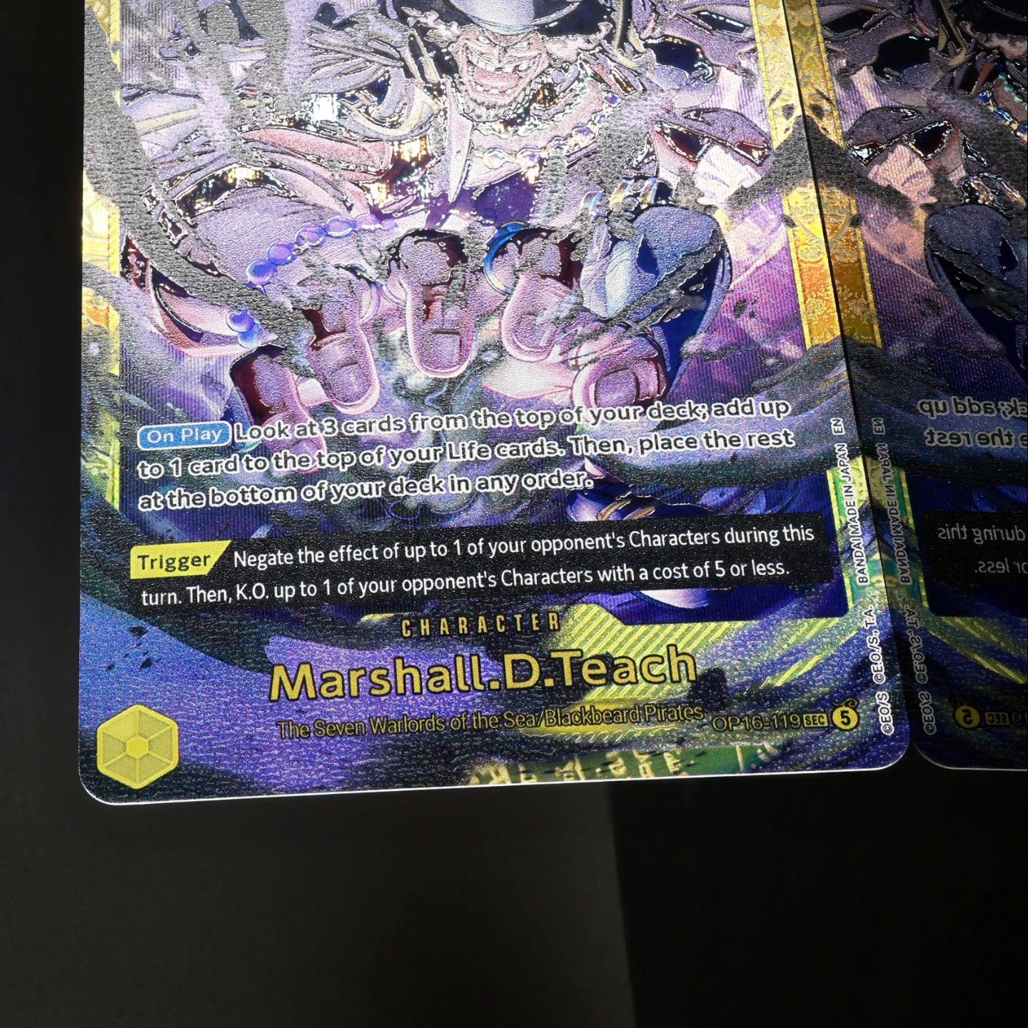 One Piece TCG OPCG Englisch OP16-119 Teach SEC Regular Alt Art Karte 8 Kosten Gelb Teach Texturierte Folienkarte Anime Sammelkarte – Detail 9