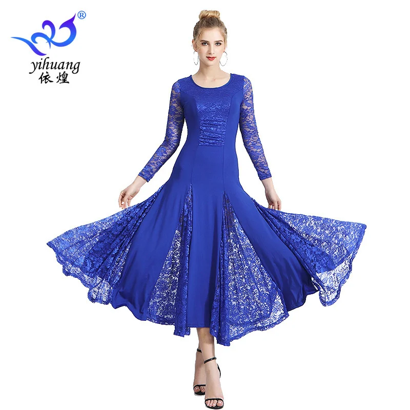 Women Modern Dance Dress Waltz Ballroom Dance Tango National Standard Dance Clothes Long Sleeved Performance Suit