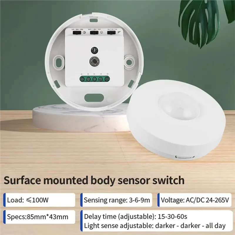 Motion Sensor Light Super Slim For Switch Human Body Infrared Detector Detection Ceiling Mount 360 Degree Detection Range-ELEC