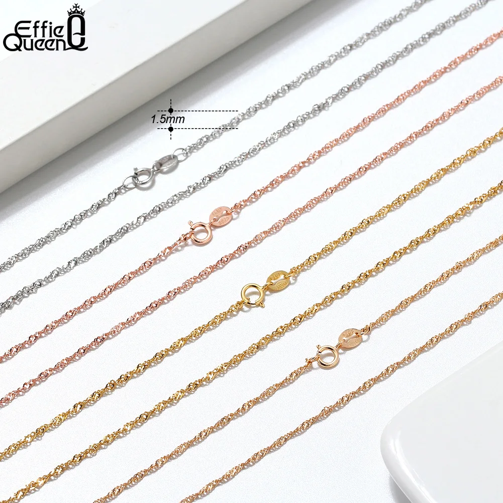 Unisex 925 Sterling Silver Basic Chain Necklace