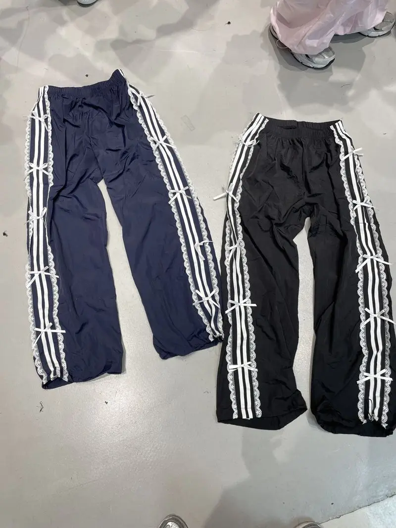 

Gagarich Summer New Lace White Border Butterfly End Foot Casual Korean Version Straight Tube Workwear Slimming Sports Pants