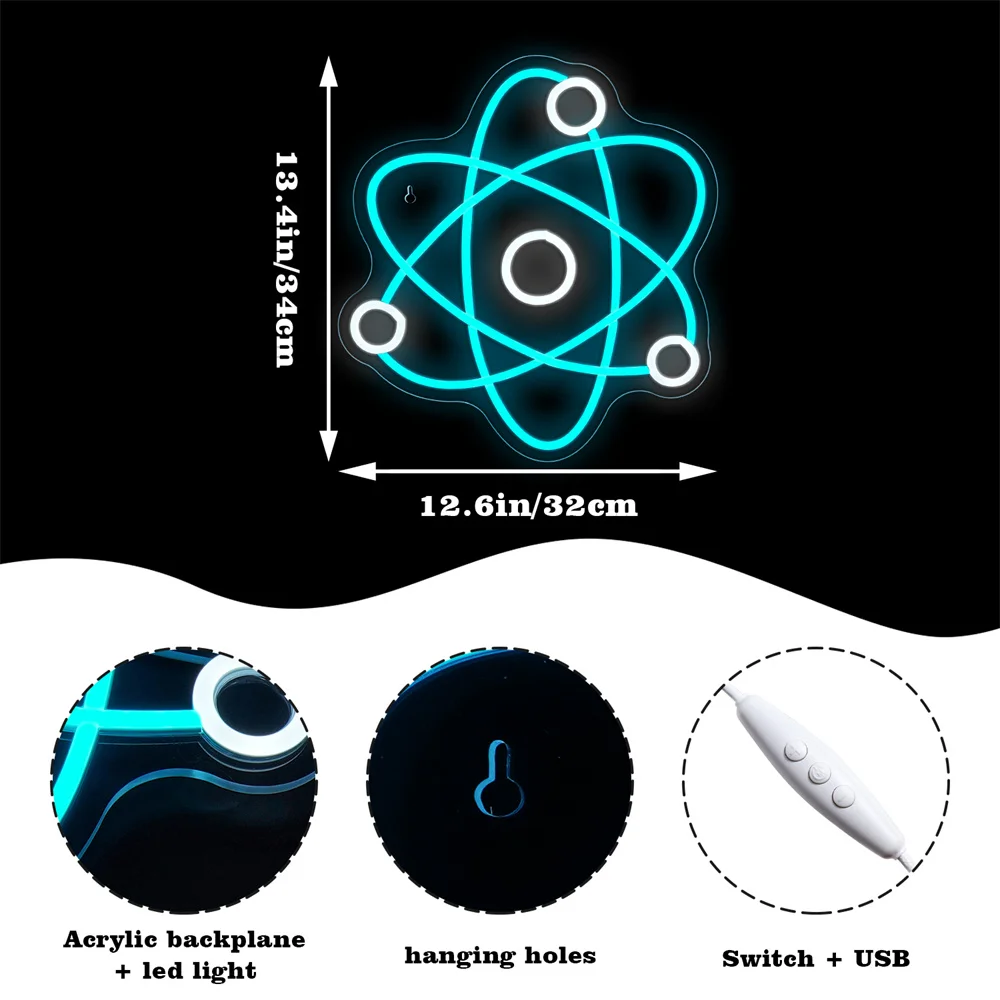 Señal Led de neón con numerador, decoración de sala de juegos de ciencia para decoración de pared, luces de neón alimentadas por USB regulables, lámpara de arte científico, regalos