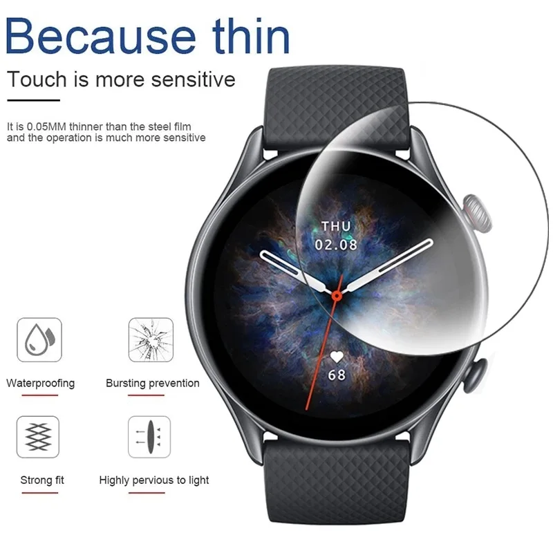 Full Screen Protector for Amazfit GTR 4 3 Pro 2 2e Protective Film for Amazfit GTR 4 3 Pro 2 2e GTR 47MM 42MM Protector Foil