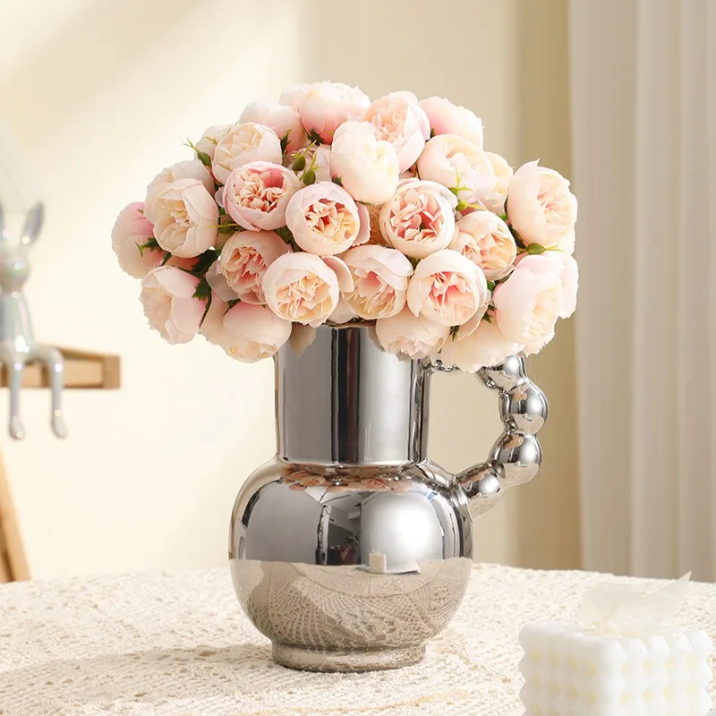 

Living Room Ceramic Vase With High-End Feel Internet-Famous Modern Handle Vases Flower Decor For Fresh Flowers And Hydroponics