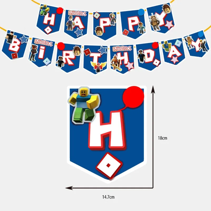 Game Roblox Cartoon Birthday Party Balloon Pull Flag Cake Topper Gift Decorative Balloon Weights Peripherals Figure view 3