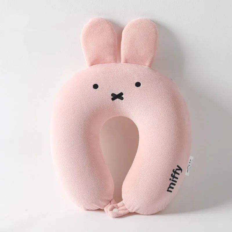 새로운 Miffy U 자형 베개 Kawaii 만화 메모리 코튼 목 베개 자동차 홈 오피스 낮잠 베개 여행 휴대용 비행기 베개