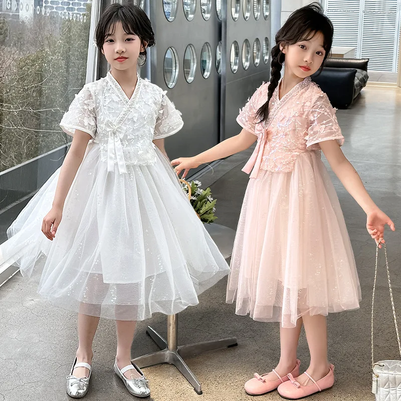 Girls Dress 2024 New Summer Western Style Big Children Children Country Fashion Dress Little Girl Western Style Princess Skirt