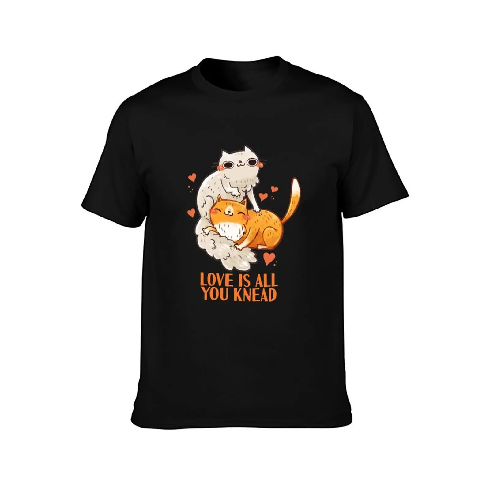 Cute Cats - Love is all you knead T-Shirt, Summer Casual Cotton Tee, Oversized Streetwear Tops, Vintage Graphic Print