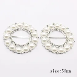 New 2 Pieces Of 56MM Fashionable Pearl Rhinestone Sliding Buckle, DIY Shoe Buckle, With Knot Angle, Belt Scarf Decorative Buckle