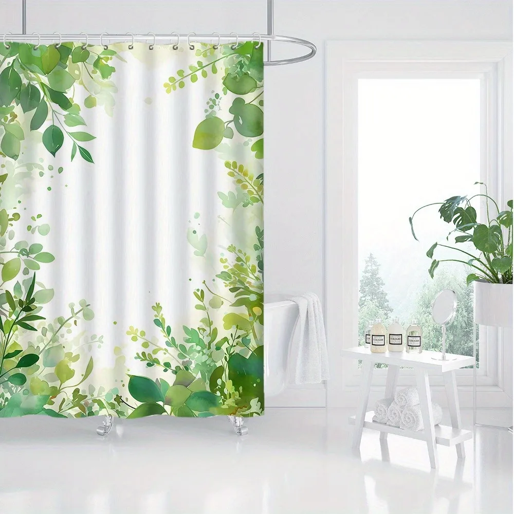 

Весенний зеленый фон, моющаяся грязеотталкивающая занавеска для душа, насадка для душа, водонепроницаемая полиэстеровая занавеска для ванны для домашнего декора