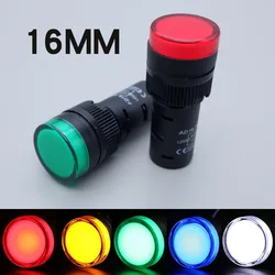 16MM Panel Mount Plastic Light Indicators LED Power Electronic Warning Pilot Signal Light Lamp AC/DC 12V 24V 220V Red Blue Green