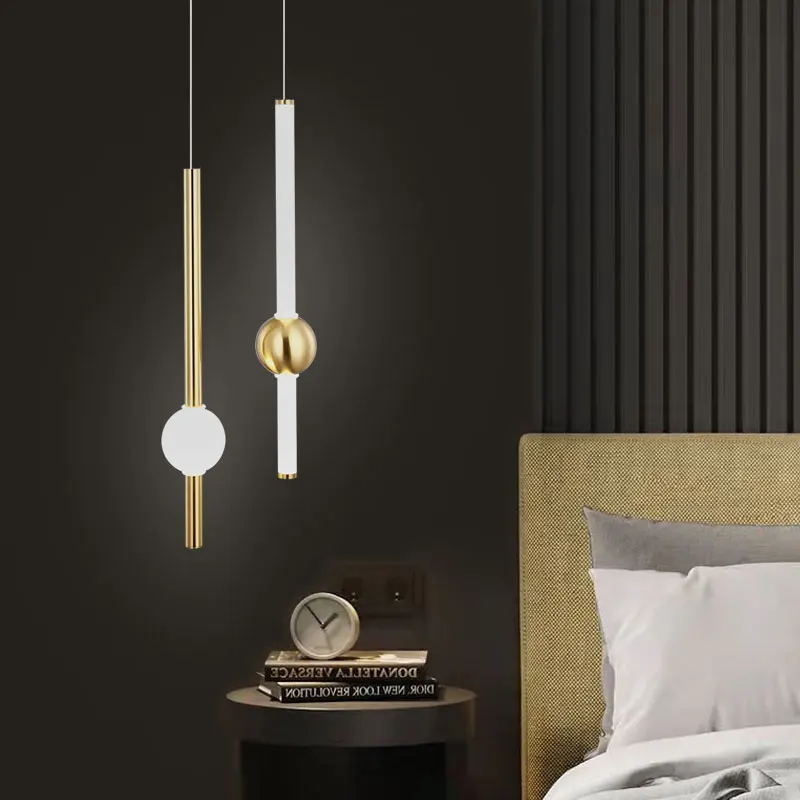 

Nordic Light Luxury Bedroom Bedside Pendant Lamps LED Long Cable Dining Table Lamp Modern Minimalist Home Decor Hanging Lights