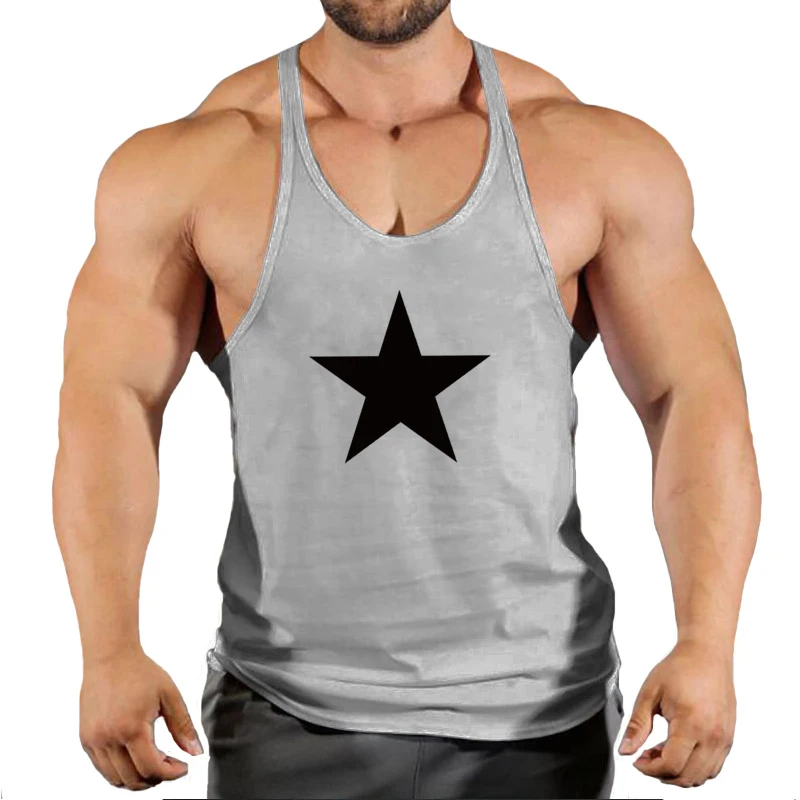 Muscle summer personalized creative star print pattern sleeveless breathable men's fitness hip-hop casual comfortable vest