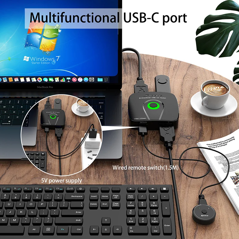 Répartiteur Internet multifonction 2 en 1 sortie/1 en 2 sorties, commutateur de jeu, Plug and Play, usb 3.0, Swtich, 2 pièces, 1 imprimante bidirectionnelle