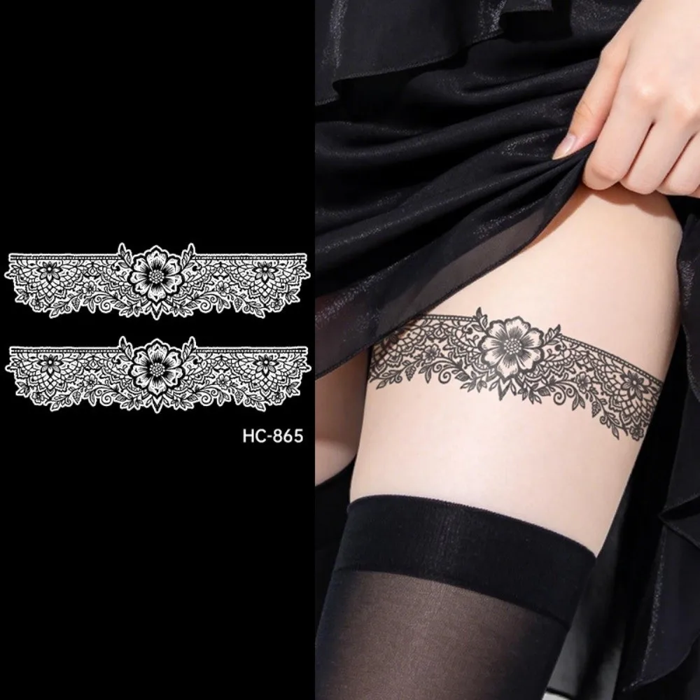 Water Transfer Decals Henna Temporary Tattoo Stickers Fake Instant Leg Loop Herbaceous Juice Tattoo Waterproof