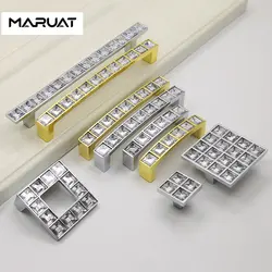 Crystal Glass Knobs Cabinet Handles Silver Crystal Cupboard Pulls Drawer Knobs Kitchen Furniture Handle Hardware Accessories