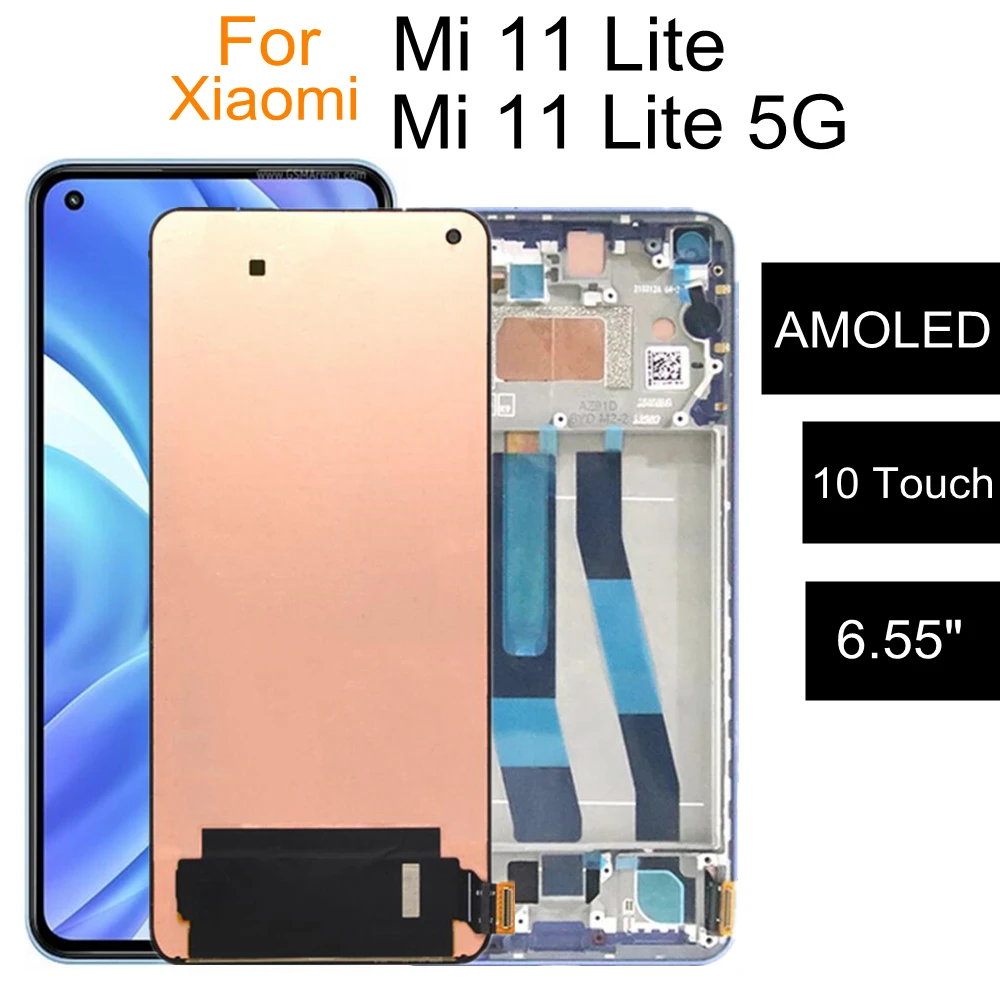 AMOLED For XIAOMI Mi 11 Lite 5G LCD Display M2101K9AG Touch Screen Digitizer Replacement For Mi11 Lite M2101K9G LCD Display