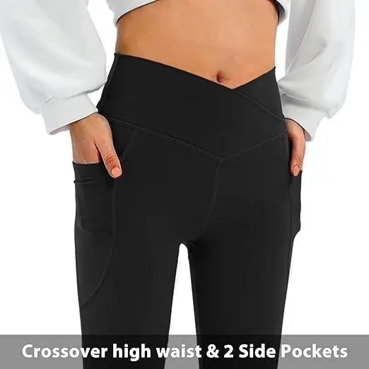 Pantalones de Yoga con bolsillo lateral para hombre y mujer, calzas sexys e invisibles con entrepierna abierta, informales, ajustados, acampanados, de piel de tiburón