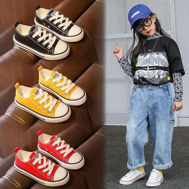 Kids White Canvas Sneakers Comfort Slip on Shoes for Boys Girls Toddler Breathable Family Matching Kindergarten