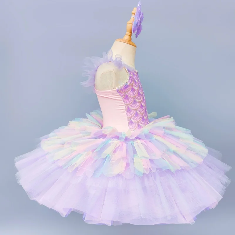 الأرجواني مطرزة الباليه توتو فستان الفتيات ملابس الرقص فستان راقصة الباليه المهنية الاطفال الحديثة الرقص حفلة الباليه زي الفتيات #4