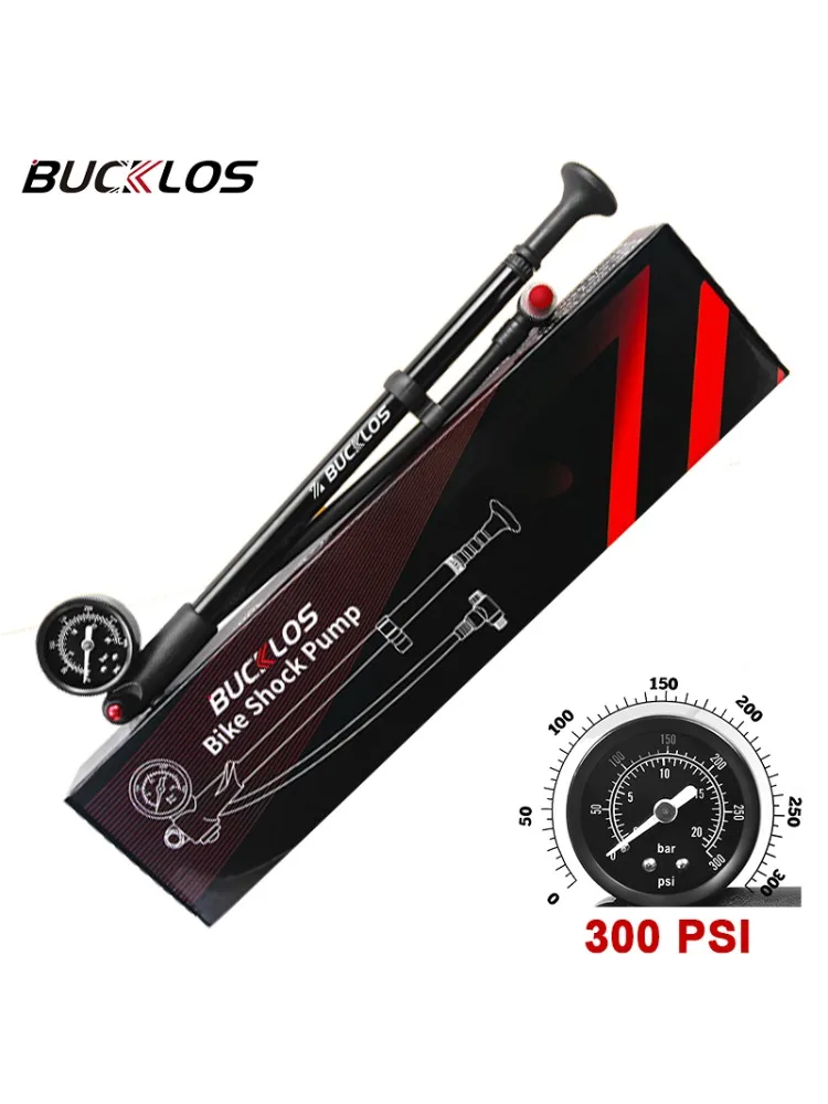 AliExpress BUCKLOS Bike Shock Pump 300psi Bicycle Air Fork Inflator Portable Rear Shock High-pressure Manual Pump with Gauge Cycling Tool