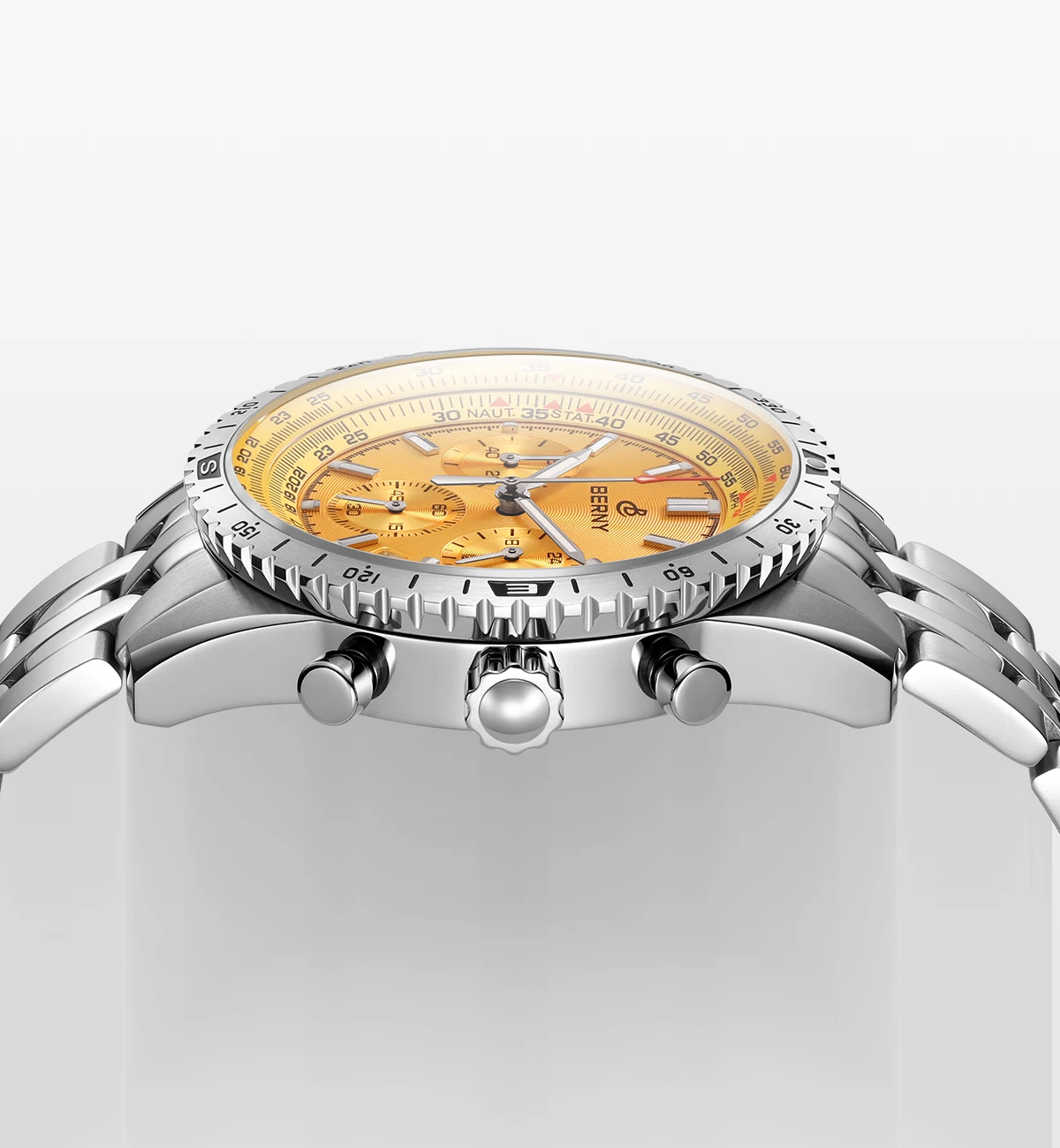 BERNY Aviation Herrenuhren Quarz Chronograph Uhr Datum Saphir Super Leuchtend Luxusmarke Dress Herren Armbanduhr – Detail 3