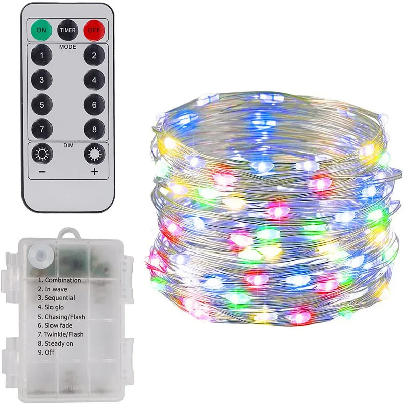 LED batteria fata luci filo di rame luci stringa 8 funzioni natale Led filo di rame luce stringa decorazione natalizia