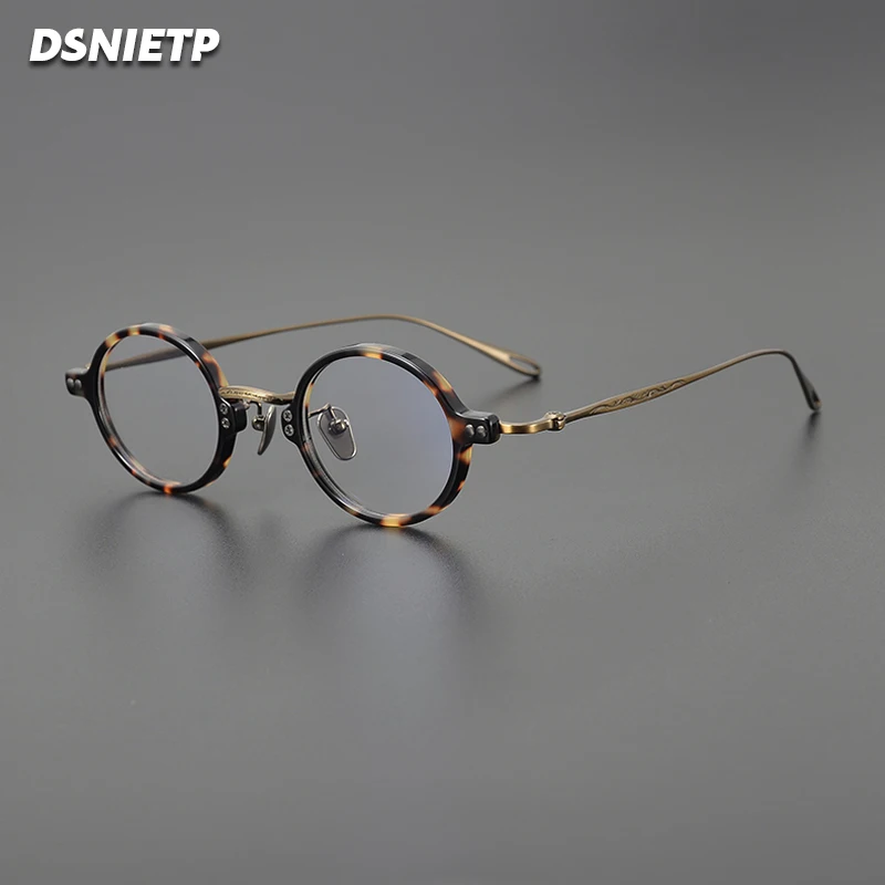 Vintage Round Pure Titanium Reading Glasses Men Small Anti Blue Light Prescription Myopia Glasses Women Photochromic Eyewear