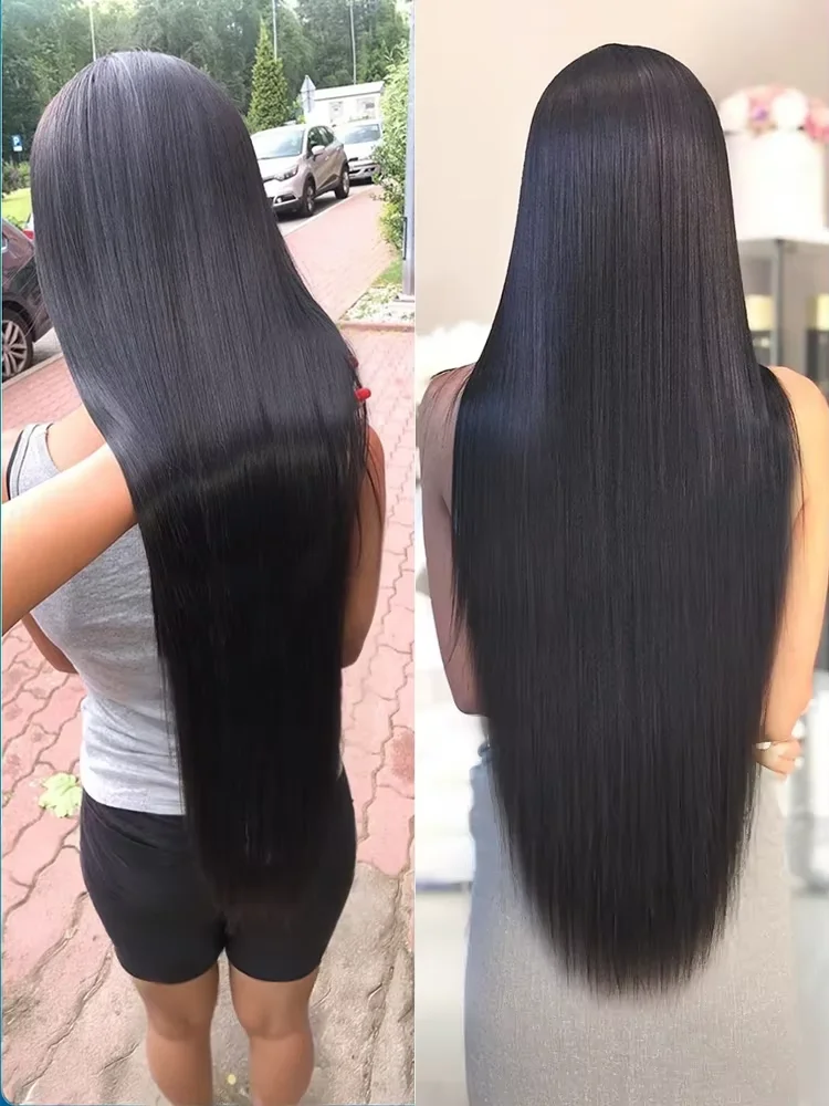 30 Inch 13x4 13X6 Straight Lace Front Wig 200% Density Transparent Frontal Natural Black 100% Human Hair Wigs For Women image 5