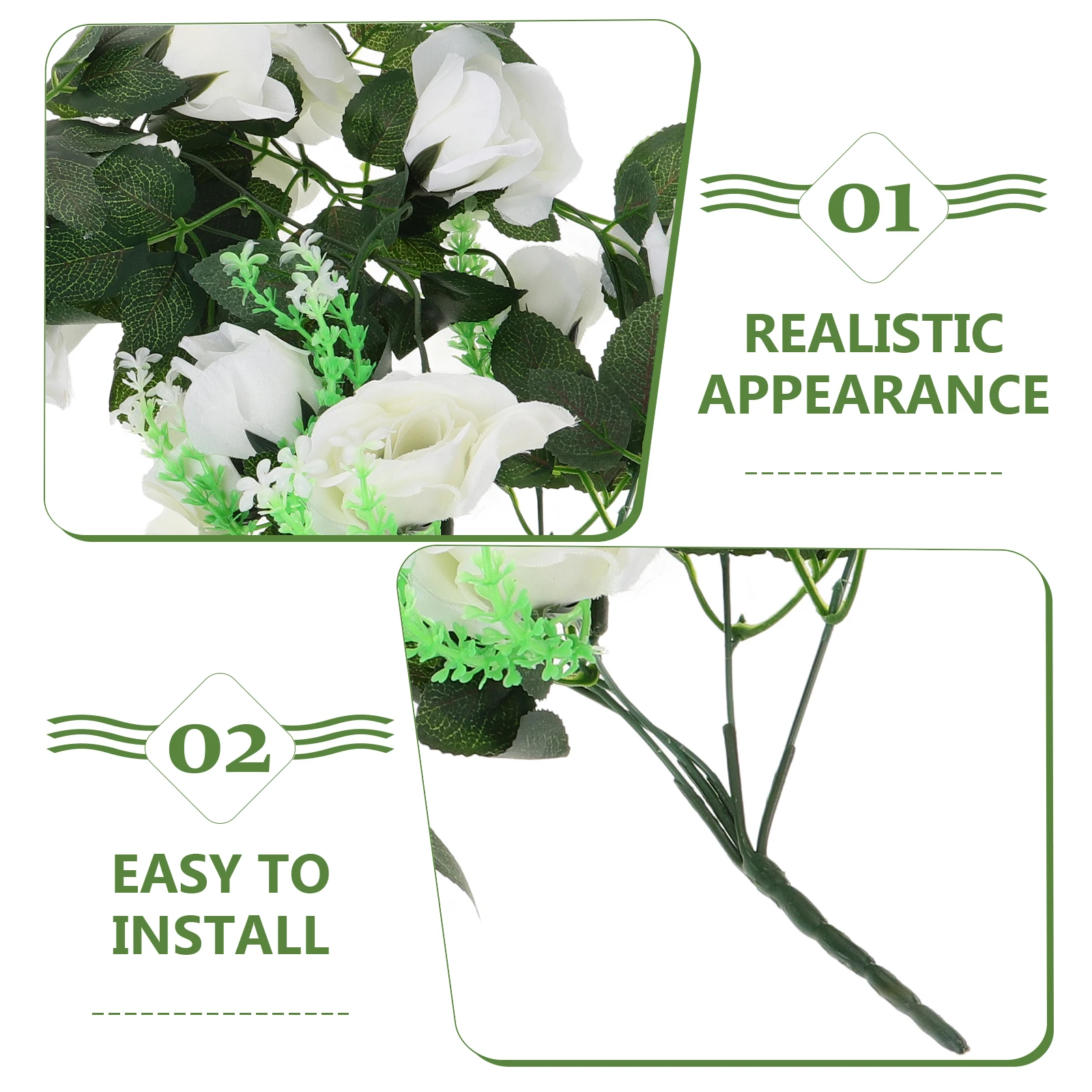 

2pcs Artificial Fake Vine Decor Hanging Green Leaves Rose Pendant For Garden Wedding Home Floral Garland Imitation Flower Vine