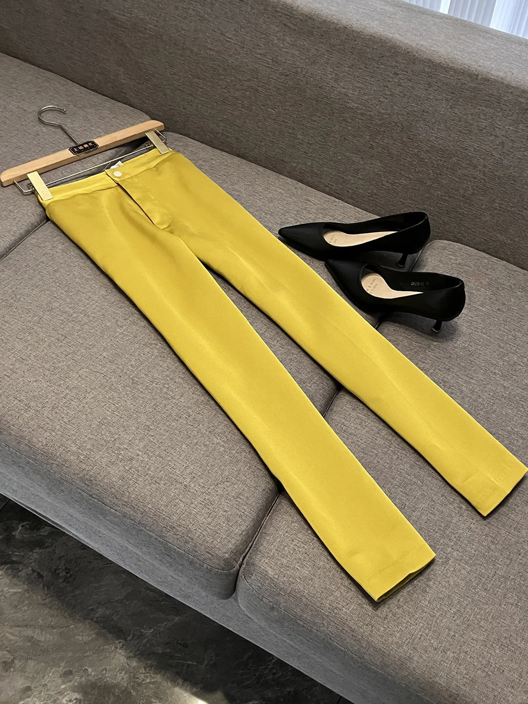 Fall Winter New Sle Yellow Long Sve Suit Jaet Women's Pants Profional Faion High-End Lightweight Commuting X