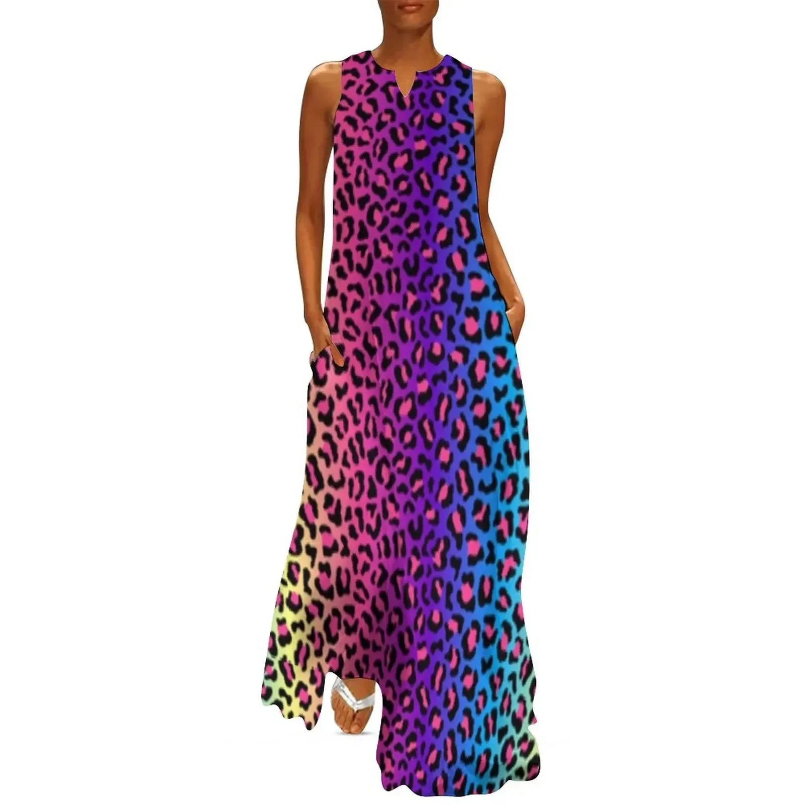 

Rainbow Leopard Long Dress Aesthetic clothing clothes dress for women 2025 clothes for woman Dress