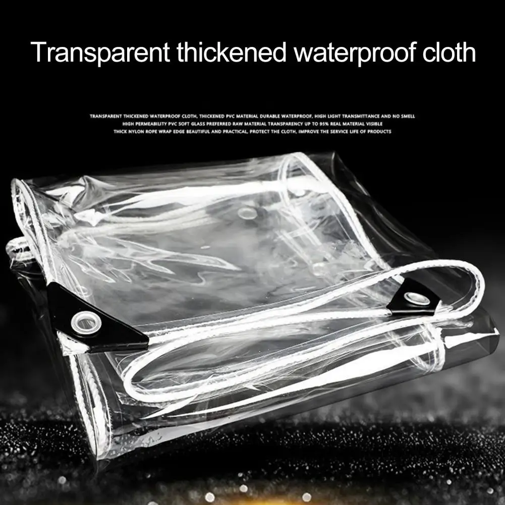 Transparent Tarpaulin Heavy Duty Tarp with Grommets Waterproof Reinforced Edge Thickened Tear Resistant Tarpaulin for Patio