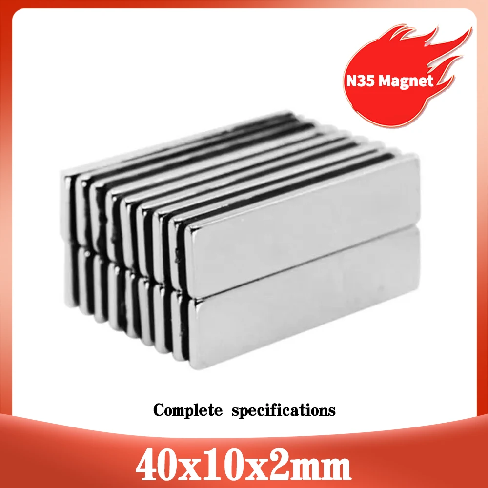 

5~100PCS 40x10x2 Super Strong Sheet Rare Earth Magnet Thickness 2mm Block Rectangular Neodymium Magnets N35 40x10x2mm 40*10*2 mm