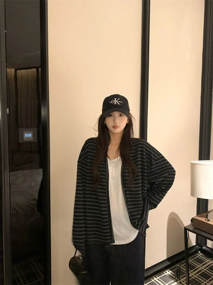 T-shirt a maniche lunghe Vintage anni '90 da donna estiva traspirante allentata Street Girl Group T-shirt con volant in cotone all'aperto con pieghe in vita