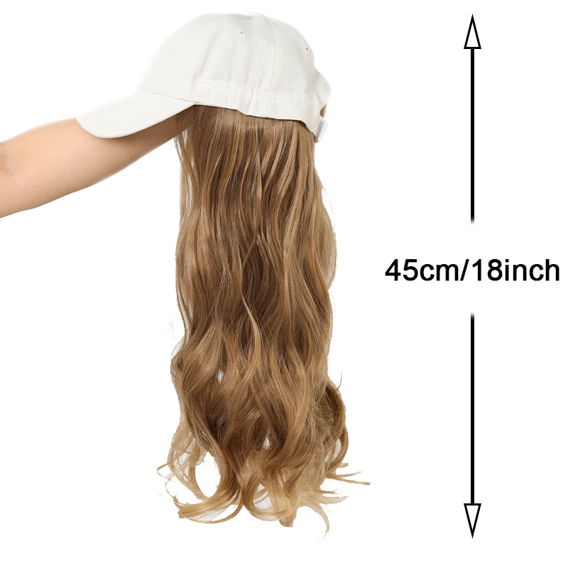 Off white duckbill cap large wave wig synthetic wig for women easy to wear and adjustable size for daily use