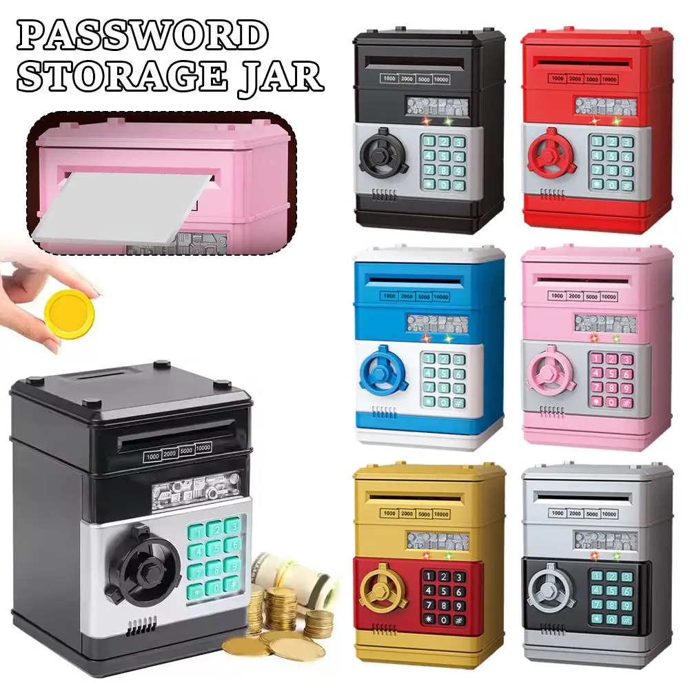Elektronische Spardose Automatischer Mini-Safe für Münzen und Bargeld Spardose mit Passwort-Zähler Code-Schlüssel-Schloss Münzbank Geldautomat Kindergeschenk ﻿